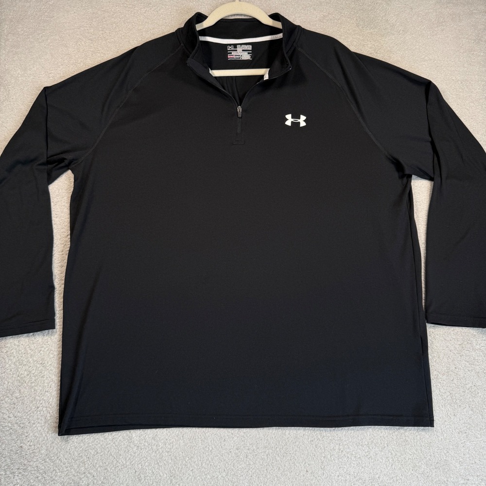 Under Armour Pullover Mens 2XL Black HeatGear 1/4 Zip Long Sleeve Active Top